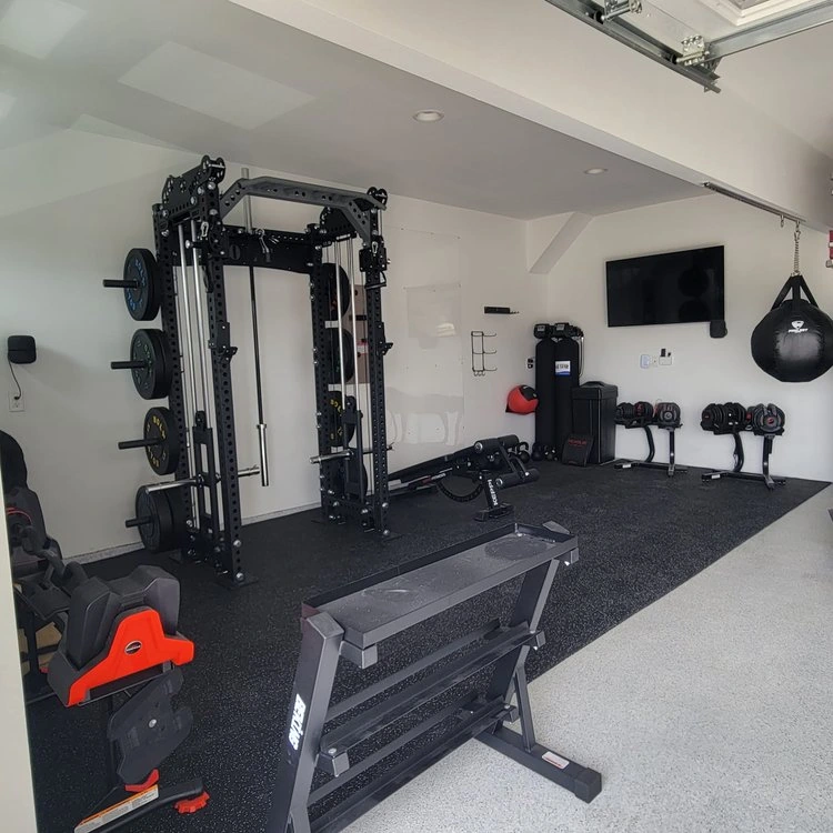 Custom garage gym build by Lonestar Gym Builders.